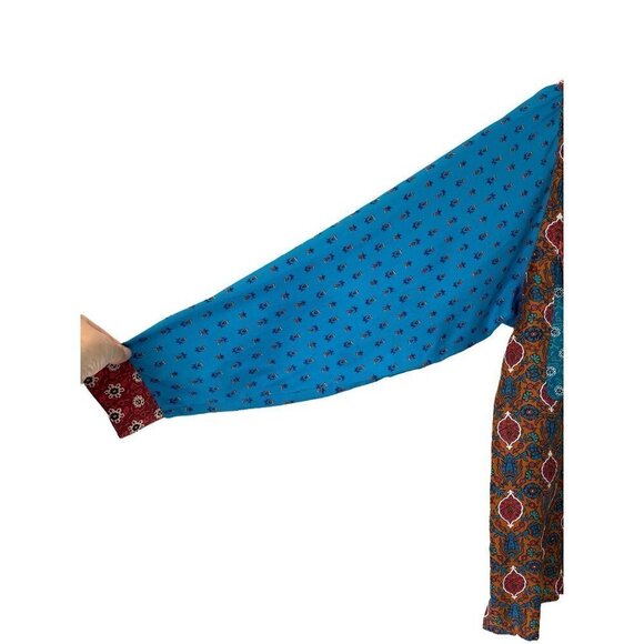 Carole Little Mixed Print Silk Shirt Womens Size 10 Vintage 90s Button Front - Picture 3 of 10